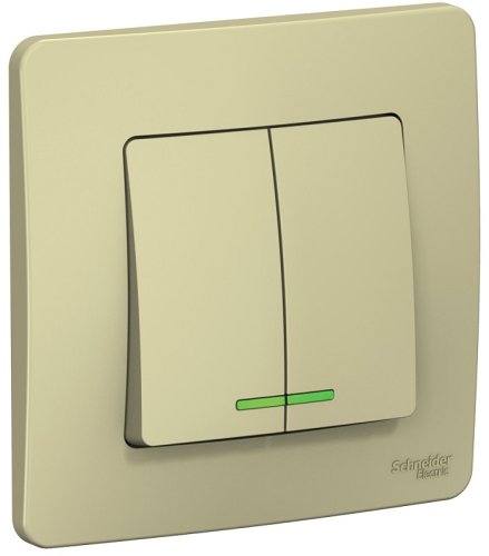 Выключатель с подсветкой с рамкой Systeme Electric Blanca 2-кл. бежевый фото Выключатель с подсветкой с рамкой Systeme Electric Blanca 2-кл. бежевый картинка